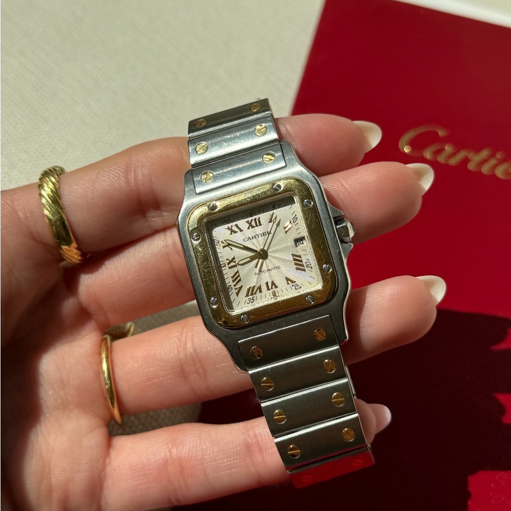 Cartier Santos Galbée Automatic Two-Tone 18K Gold & Stainless Steel Watch - Picture 7 of 12
